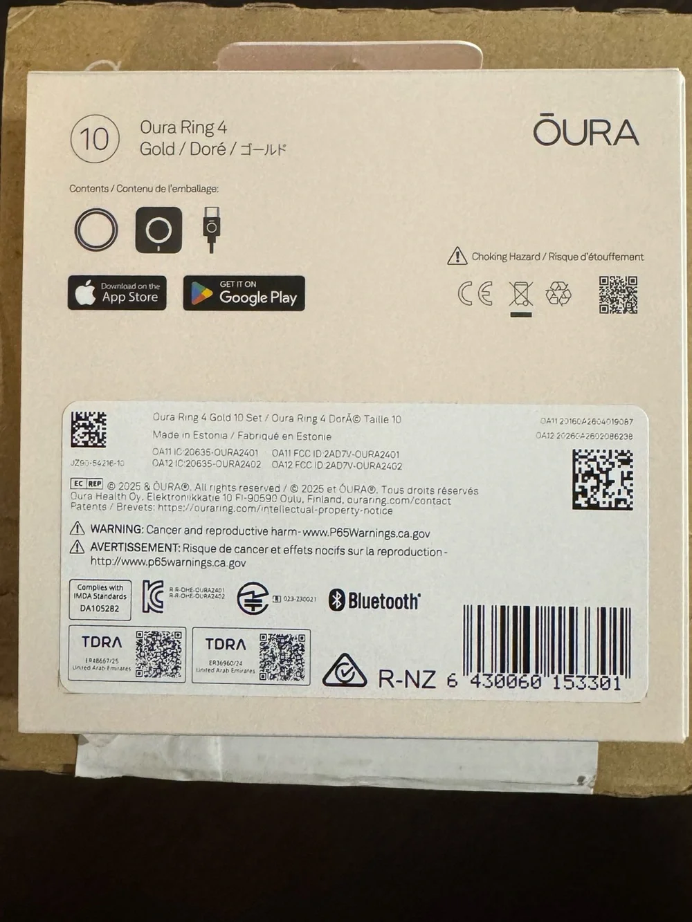 Oura Ring 4 — Gold Size 10 Like New